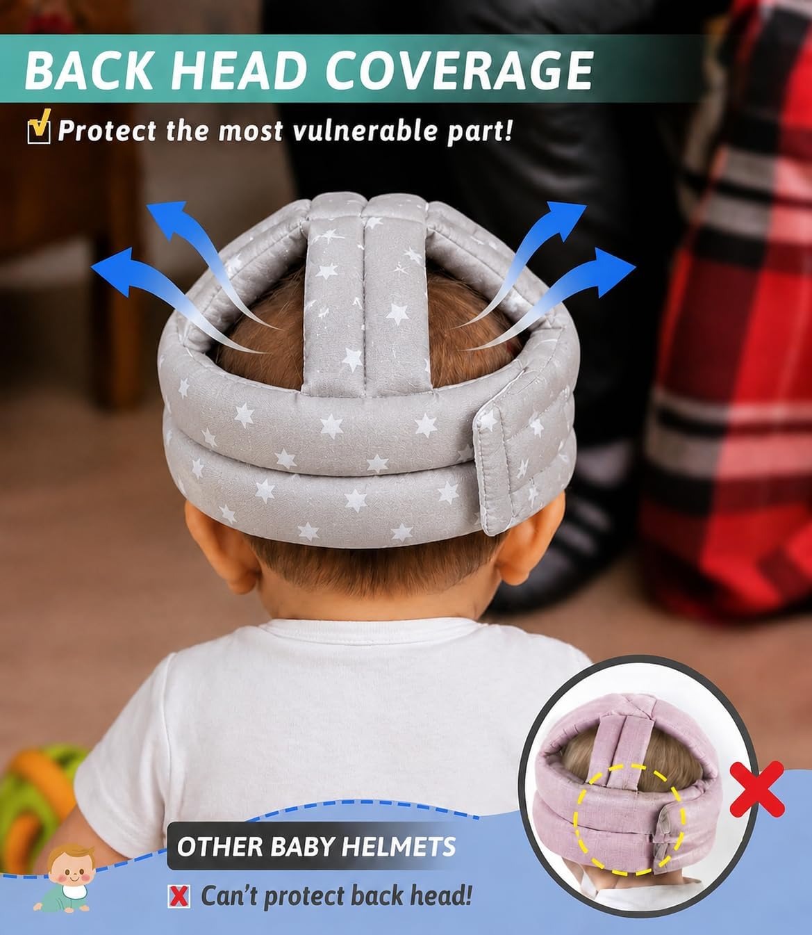 Baby Safety Combo | Head Protector Helmet & Baby Backpack | BabyCove