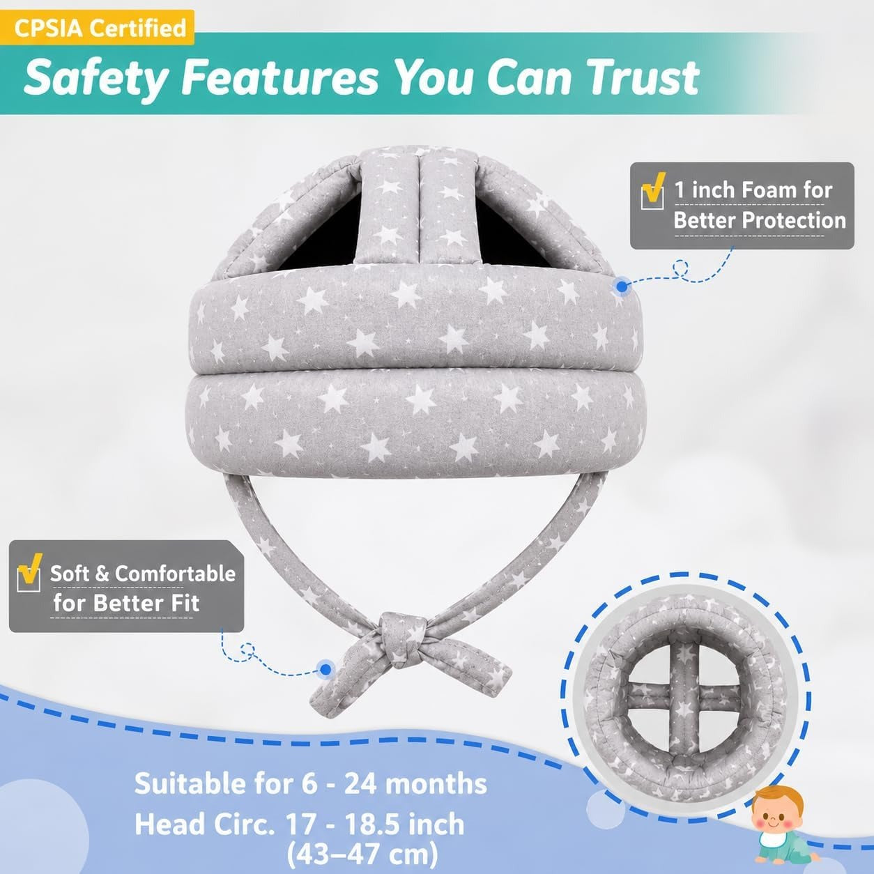 Baby Safety Combo | Head Protector Helmet & Baby Backpack | BabyCove